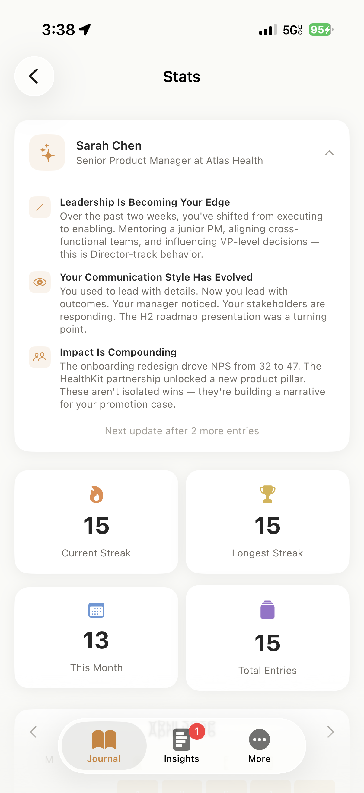 Bloom Career Overview — see how your career has evolved over time